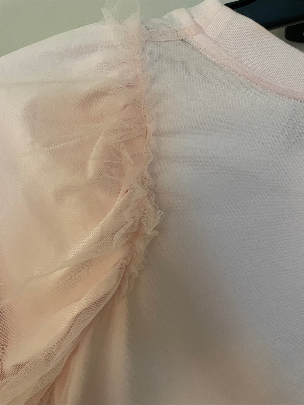 Simone Rocha Pale Pink Puff Sleeve Tulle Rosette Tee - Picture 5 of 5